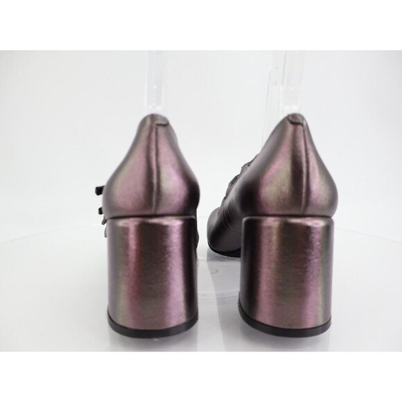 Jeffrey Campbell Tierz Mary Jane Pump Size 10 Pewter Iridescent Strappy Block - Picture 5 of 12